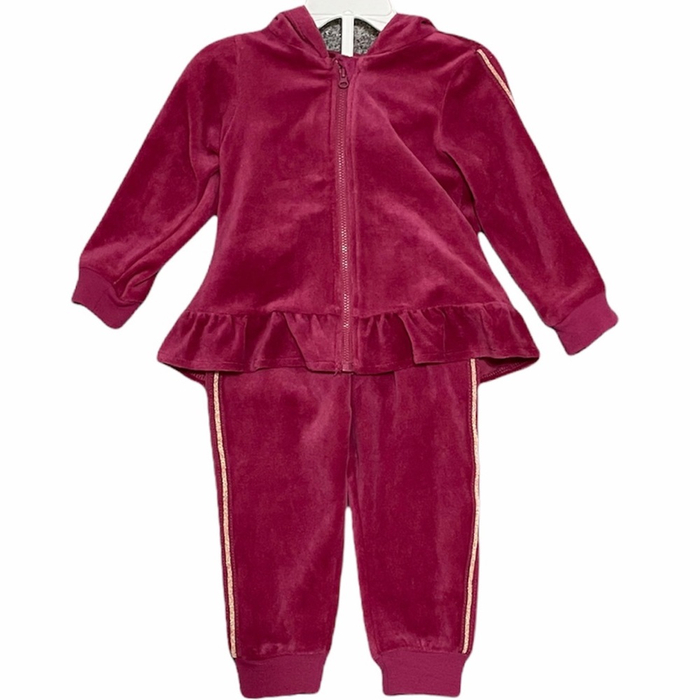 First impressions velour maroon track suit size 18